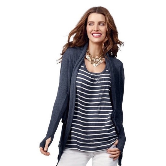 CAbi Sweaters - Cabi Dreamy Draper Navy Thin Open Cardigan Small